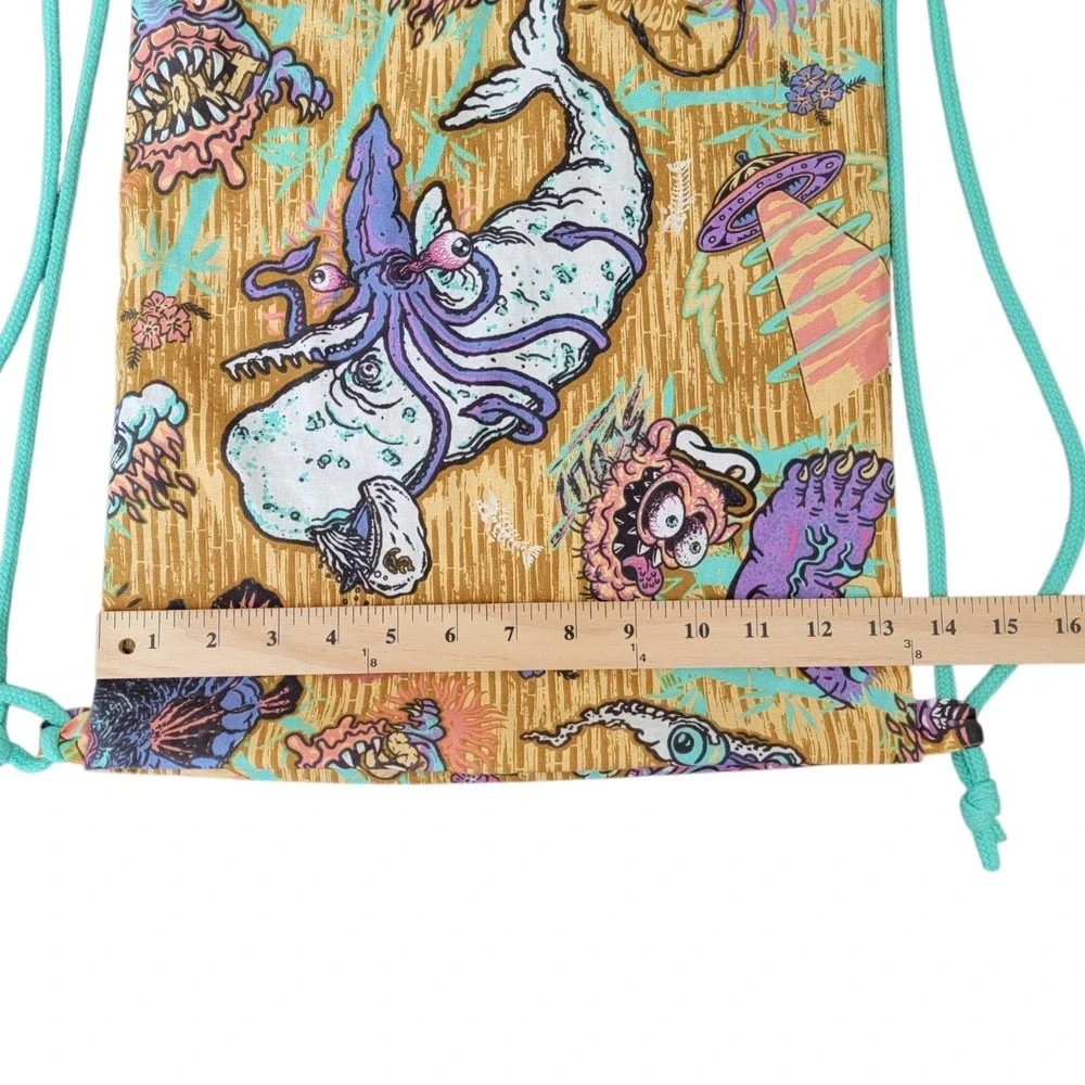 Scout Italy Cinch Drawstring Backpack Psychedelic Ocean Narwhal Squid‎ Pool Bag